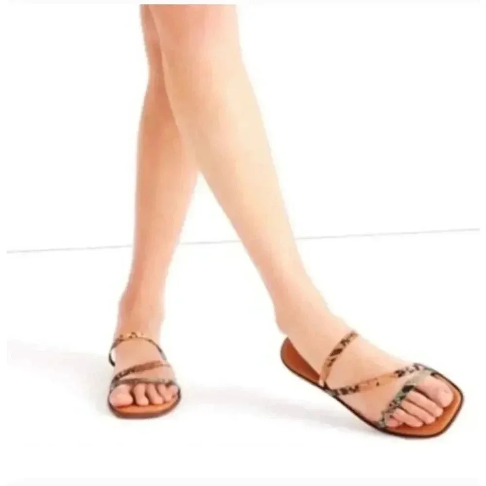 Madewell Women's The Lyra Sandal Size 10 Strappy Slide Snake Multicolor Flat